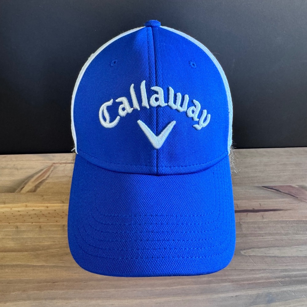 Callaway Golf Mesh Lite Fitted Hat S/M Royal Blue White A-flex Cap